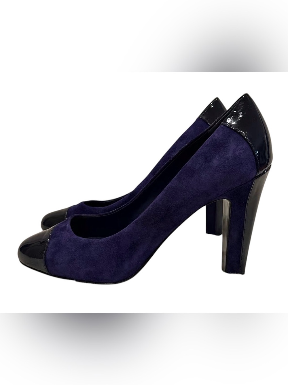 Ralph Lauren Classic Navy Suede Block Heel Pumps - Women's Size 8B